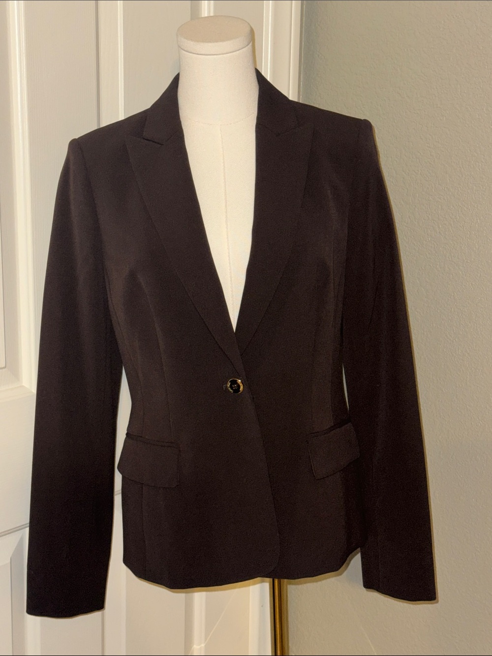 Calvin Klein Single-Button Blazer with Gold Accent